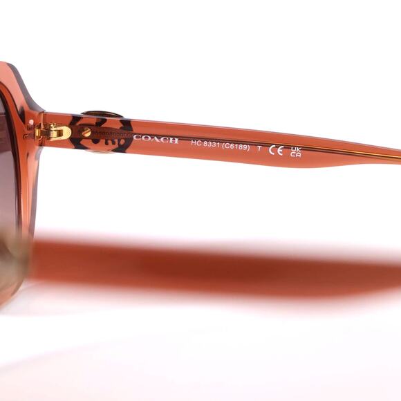 Coach Round Womens Sunglasses - Transparent Amber/Brown - NWT - Picture 9 of 13